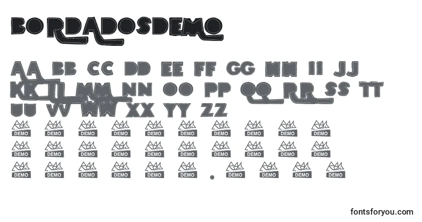 characters of bordadosdemo font, letter of bordadosdemo font, alphabet of  bordadosdemo font