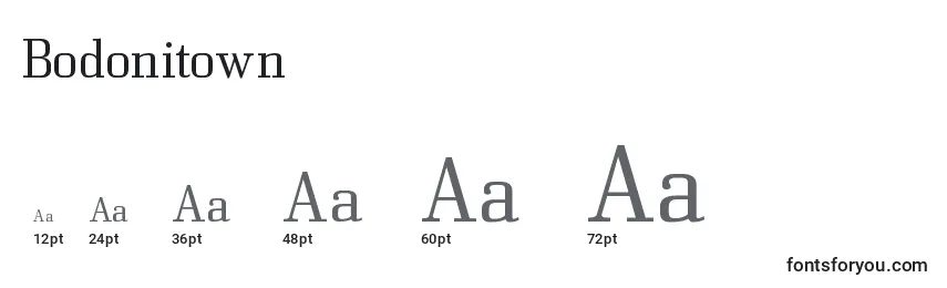 sizes of bodonitown font, bodonitown sizes