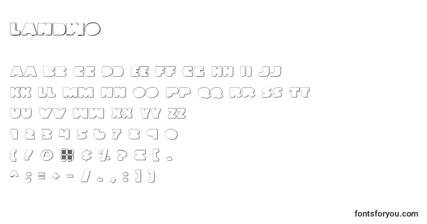 characters of landwo font, letter of landwo font, alphabet of  landwo font