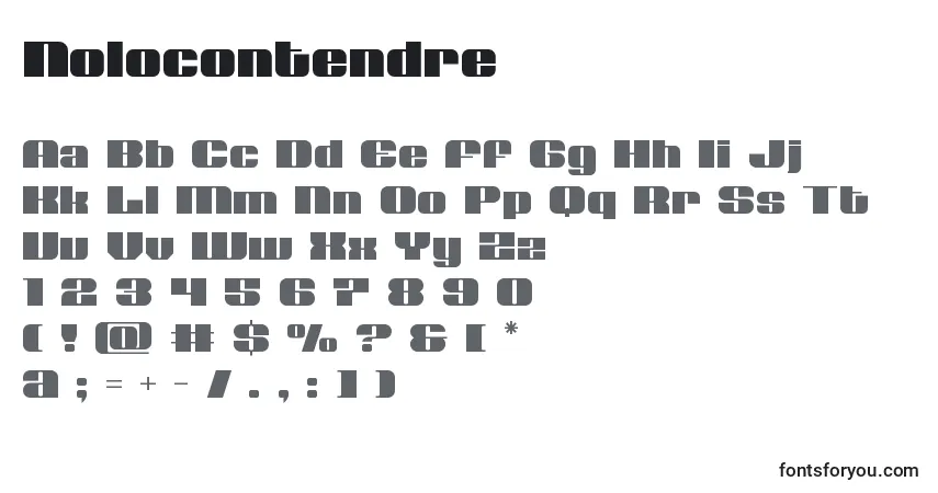 characters of nolocontendre font, letter of nolocontendre font, alphabet of  nolocontendre font