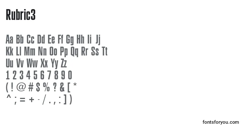 characters of rubric3 font, letter of rubric3 font, alphabet of  rubric3 font