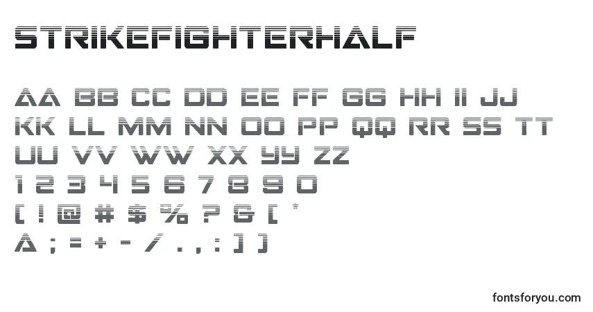 characters of strikefighterhalf font, letter of strikefighterhalf font, alphabet of  strikefighterhalf font