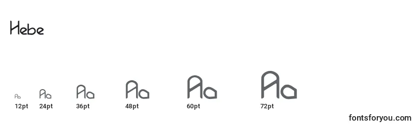 sizes of hebe font, hebe sizes