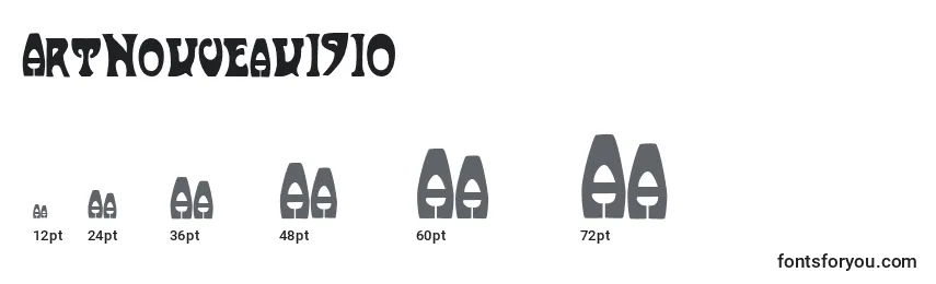 sizes of artnouveau1910 font, artnouveau1910 sizes
