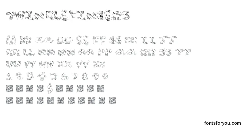 characters of twinklefingers font, letter of twinklefingers font, alphabet of  twinklefingers font
