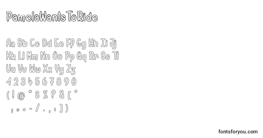PamelaWantsToRide Font – alphabet, numbers, special characters