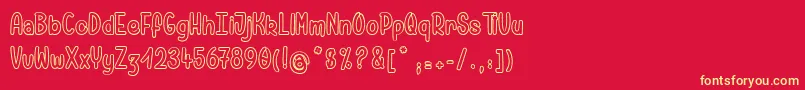 フォントPamelaWantsToRide – 黄色の文字、赤い背景