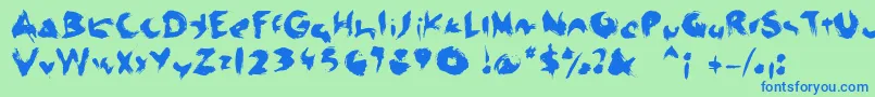 Шрифт Linotypeseven – синие шрифты на зелёном фоне