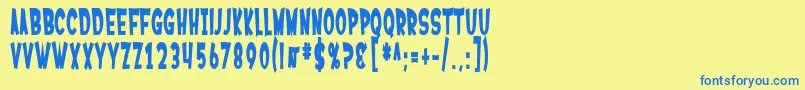 フォントSfFerretopiaBold – 青い文字が黄色の背景にあります。