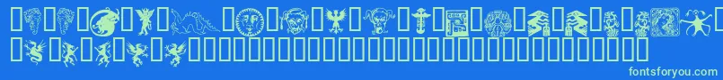 Devid-Schriftart – Grüne Schriften auf blauem Hintergrund
