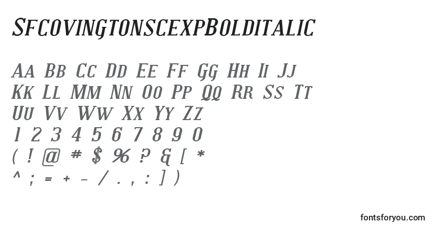 Czcionka SfcovingtonscexpBolditalic – alfabet, cyfry, specjalne znaki