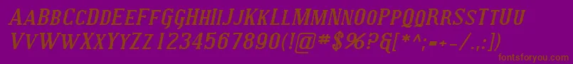 SfcovingtonscexpBolditalic-Schriftart – Braune Schriften auf violettem Hintergrund