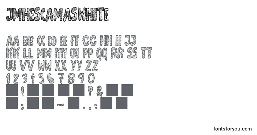 JmhEscamasWhite (99909) Font – alphabet, numbers, special characters