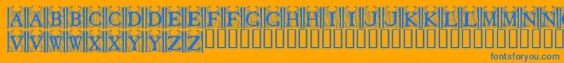 TavernDoors-Schriftart – Blaue Schriften auf orangefarbenem Hintergrund
