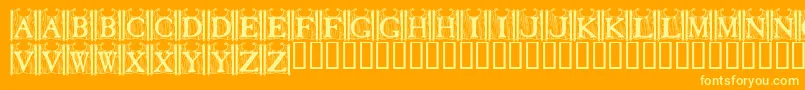 Weitere Informationen zur TavernDoors-Schriftart TavernDoors-Schriftart – Gelbe Schriften auf orangefarbenem Hintergrund