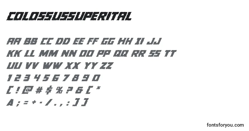 Czcionka Colossussuperital – alfabet, cyfry, specjalne znaki