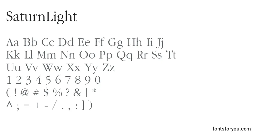 A fonte SaturnLight – alfabeto, números, caracteres especiais