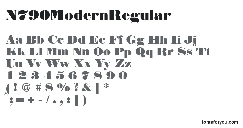 A fonte N790ModernRegular – alfabeto, números, caracteres especiais