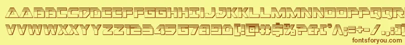 フォントLibertyislandchrome – 茶色の文字が黄色の背景にあります。