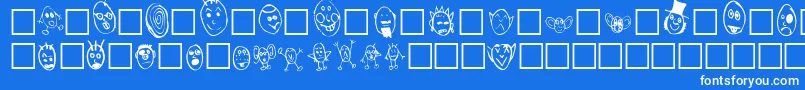 CrudHeads-Schriftart – Weiße Schriften auf blauem Hintergrund