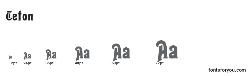 Teton Font Sizes