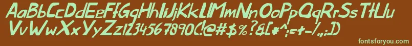 ThislittlepiggyItalic-fontti – vihreät fontit ruskealla taustalla
