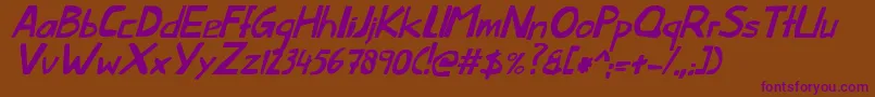 ThislittlepiggyItalic Font – Purple Fonts on Brown Background