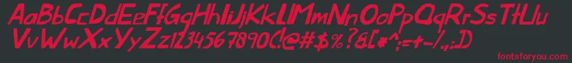 Czcionka ThislittlepiggyItalic – czerwone czcionki na czarnym tle