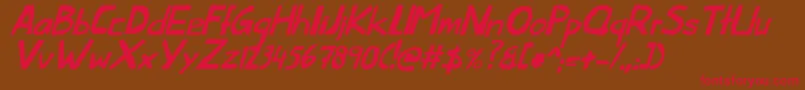 ThislittlepiggyItalic Font – Red Fonts on Brown Background
