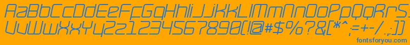 Więcej informacji o czcionce RaveOblique Czcionka RaveOblique – niebieskie czcionki na pomarańczowym tle