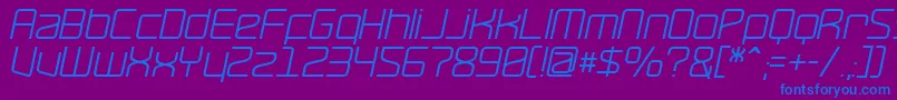 RaveOblique Font – Blue Fonts on Purple Background