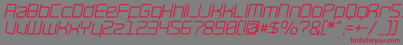 Fonte RaveOblique – fontes vermelhas em um fundo cinza
