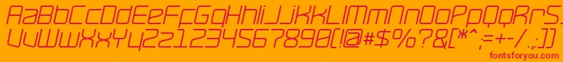 RaveOblique-Schriftart – Rote Schriften auf orangefarbenem Hintergrund