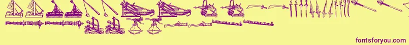 Czcionka AncientWeaponsTfb – fioletowe czcionki na żółtym tle