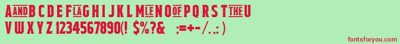 フォントFieldsofcathayFreeForPersonalUseOnly – 赤い文字の緑の背景