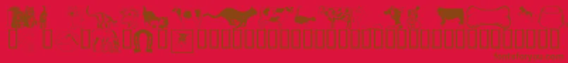 Wmanimals1-Schriftart – Braune Schriften auf rotem Hintergrund