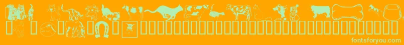 Wmanimals1-Schriftart – Grüne Schriften auf orangefarbenem Hintergrund