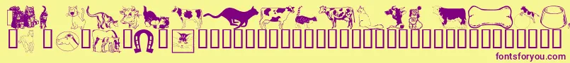 Wmanimals1 Font – Purple Fonts on Yellow Background