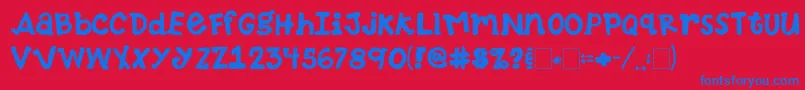2peasTennisShoes Font – Blue Fonts on Red Background