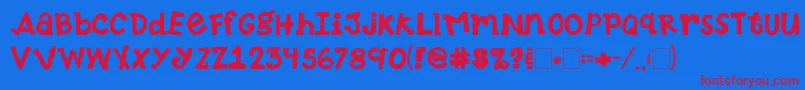 Czcionka 2peasTennisShoes – czerwone czcionki na niebieskim tle