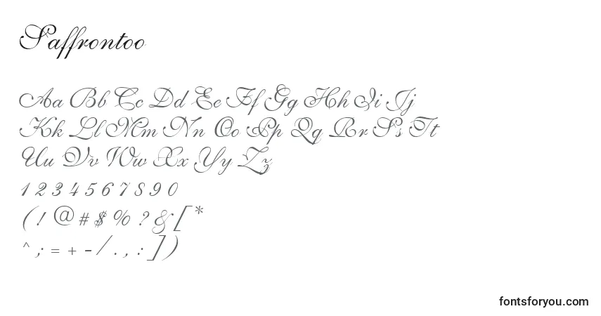 Schriftart Saffrontoo – Alphabet, Zahlen, spezielle Symbole