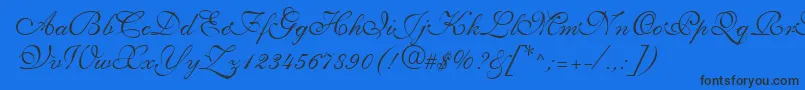 Saffrontoo-Schriftart – Schwarze Schriften auf blauem Hintergrund