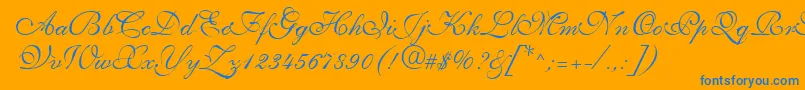 Saffrontoo-Schriftart – Blaue Schriften auf orangefarbenem Hintergrund