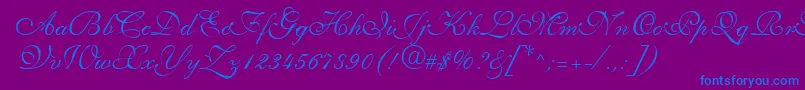 Saffrontoo-Schriftart – Blaue Schriften auf violettem Hintergrund