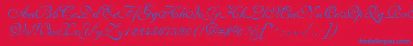 Saffrontoo Font – Blue Fonts on Red Background