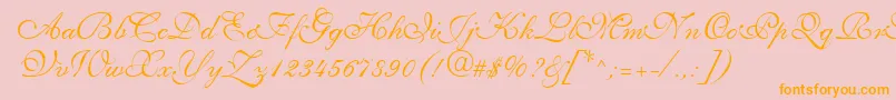 Saffrontoo-Schriftart – Orangefarbene Schriften auf rosa Hintergrund