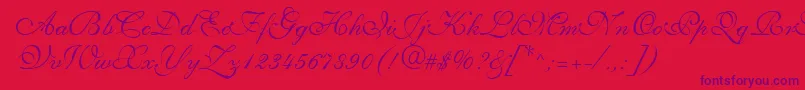 Saffrontoo-Schriftart – Violette Schriften auf rotem Hintergrund