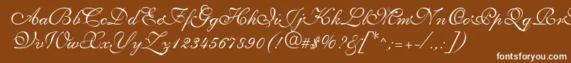 Saffrontoo-Schriftart – Weiße Schriften auf braunem Hintergrund