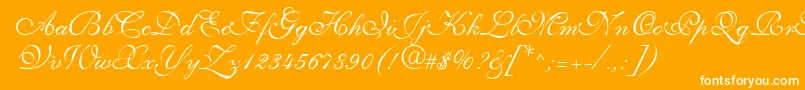 Saffrontoo-Schriftart – Weiße Schriften auf orangefarbenem Hintergrund