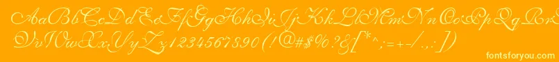 Saffrontoo-Schriftart – Gelbe Schriften auf orangefarbenem Hintergrund